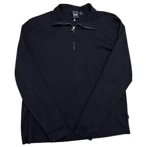 Hugo Boss Half Quarter Zip Black Pima Cotton Pullover 1/2 1/4 Large Long Sleeve